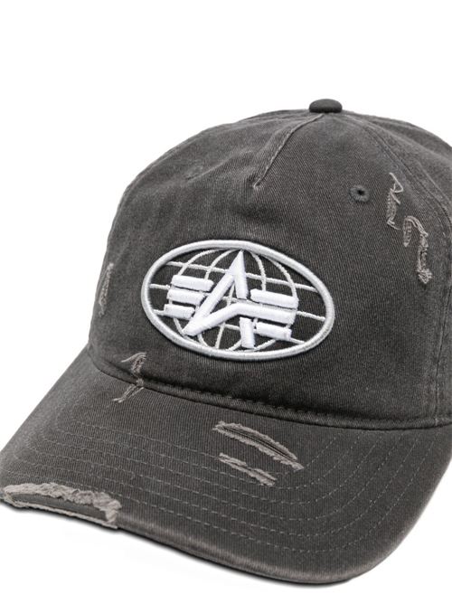 Cappello uomo Alpha Industries nero effetto distressed con logo ricamato Alpha Industries | 26690403